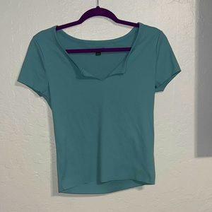Grayish-Blue V Cut Top